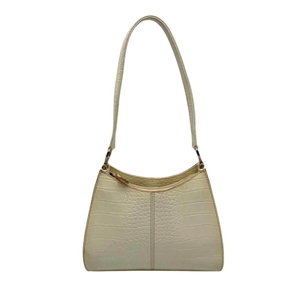 Liz Claiborne Beige Faux Croc Embossed Faux Leather Shoulder Bag